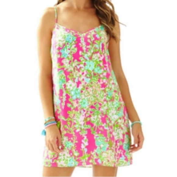 Lilly Pulitzer silk tank dress, Flamingo Pink Southern Charm - Picture 8 of 8